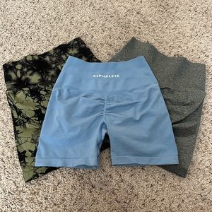 Alphalete Amplify Shorts Blue 4.5 Small plus 2 Dupes